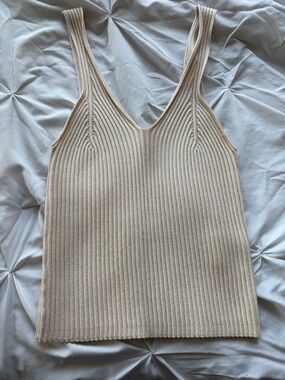 Sadie & Sage Ribbed V-Neck Tank Top - Cream